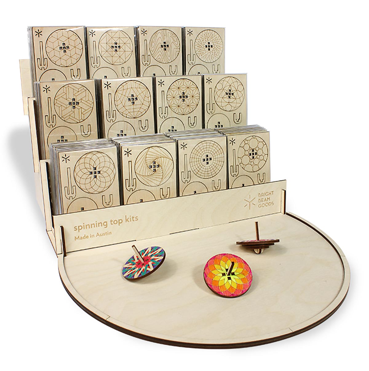 large spinning top display